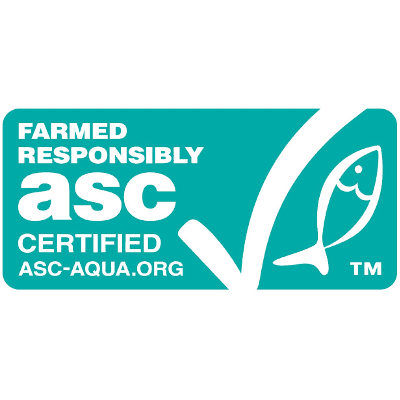 Logo ASC : poisson blanc stylisé sur un disque bleu et vert
